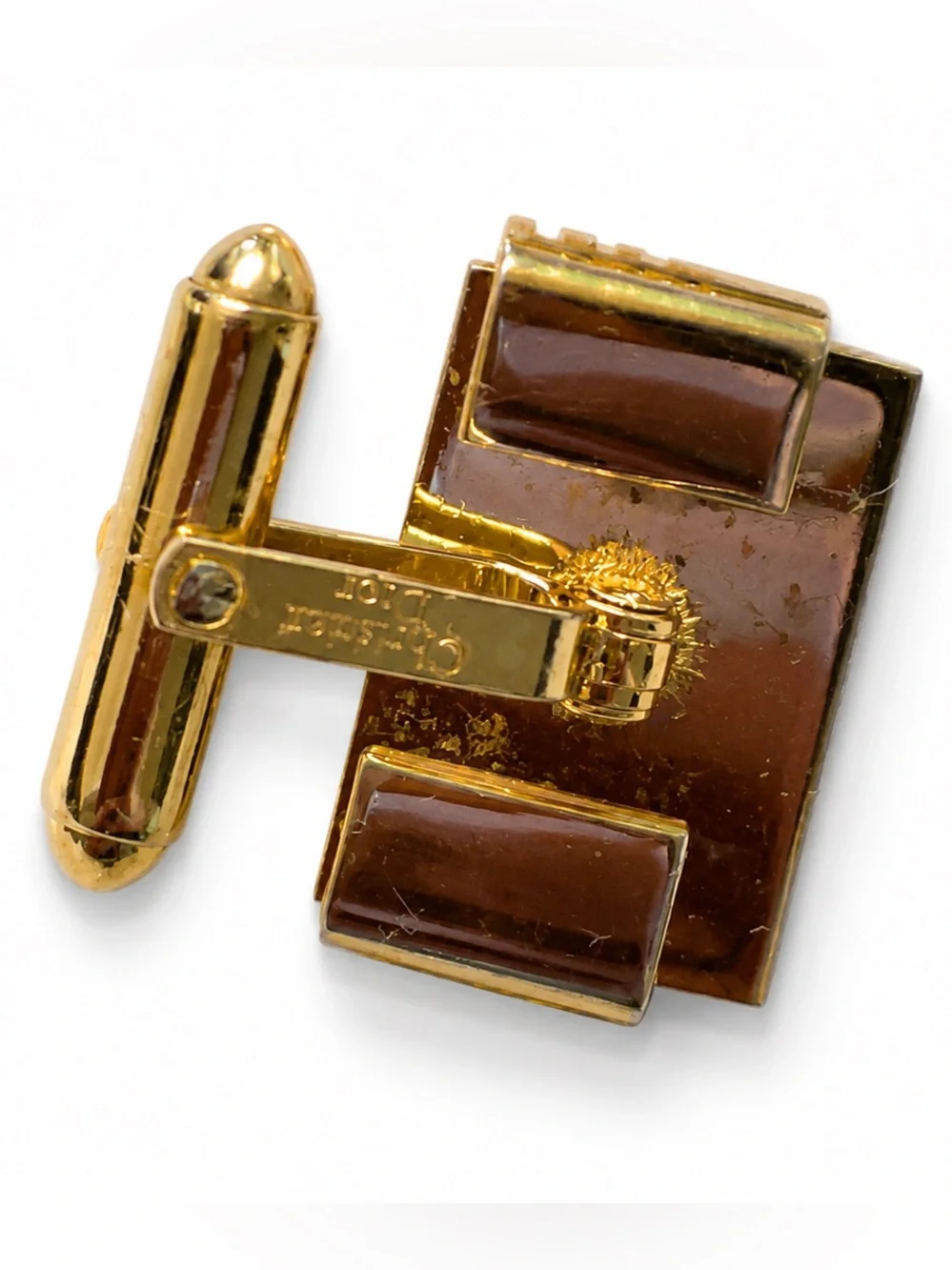 Vintage Christian Dior Signed Gold & Silver Tone Two Tone Cufflinks Mens